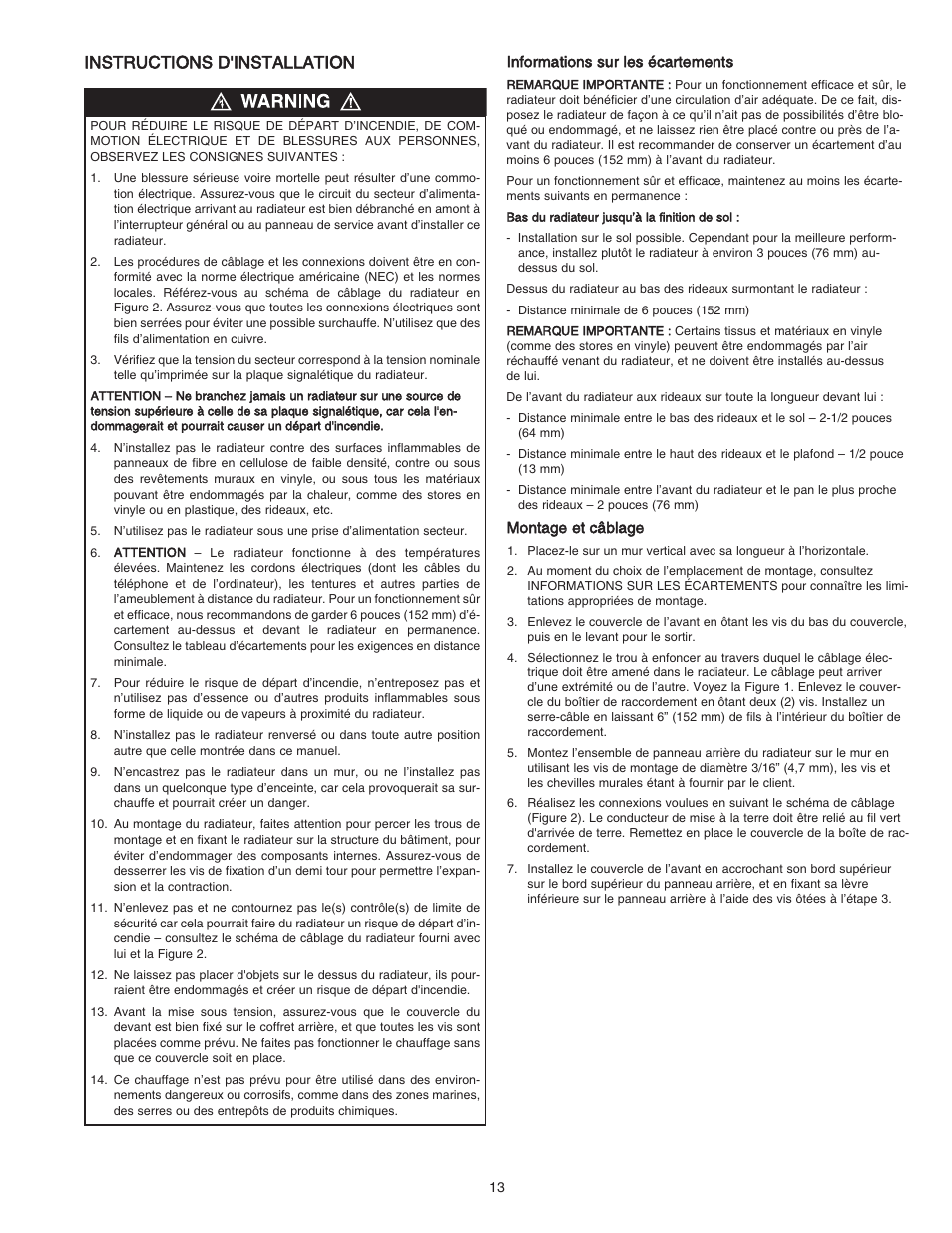 Instructions d'installation | Qmark ST - Commercial Slope Top Convectors User Manual | Page 13 / 16