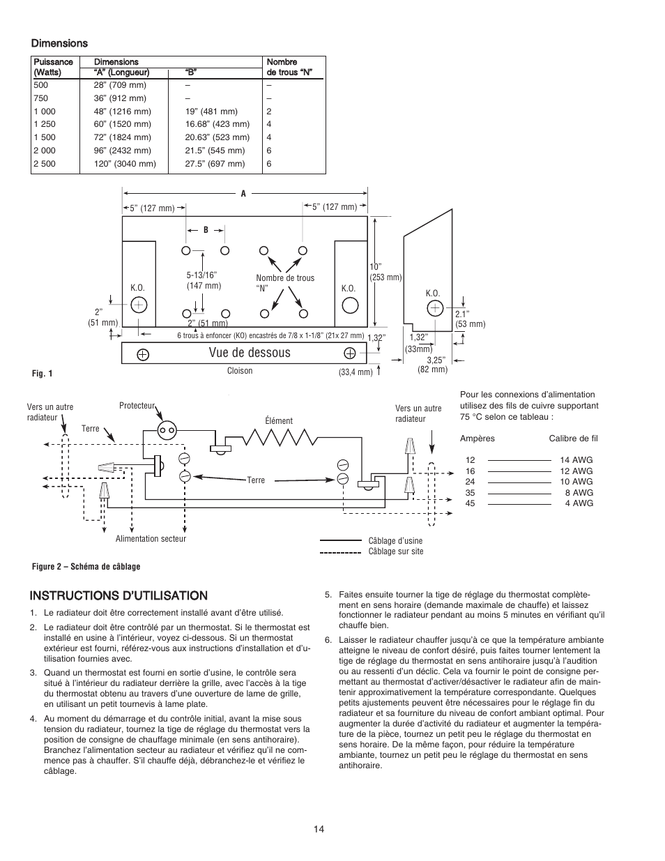Vue de dessous, Instructions d’utilisation | Qmark ST - Commercial Slope Top Convectors User Manual | Page 14 / 16
