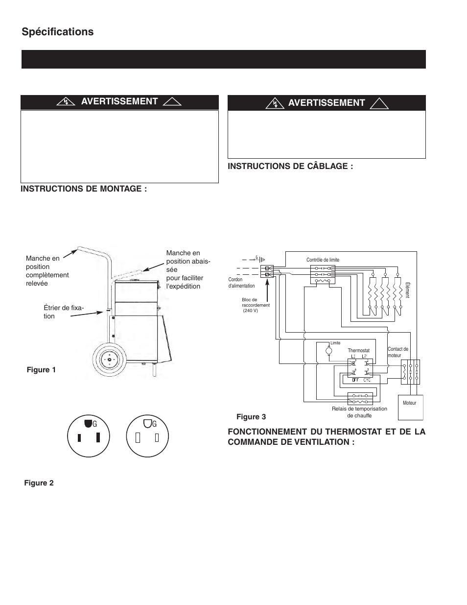 Spécifications, Avertissement, Instructions de montage | Instructions de câblage | Qmark TBX - Tool Box Heater User Manual | Page 10 / 12