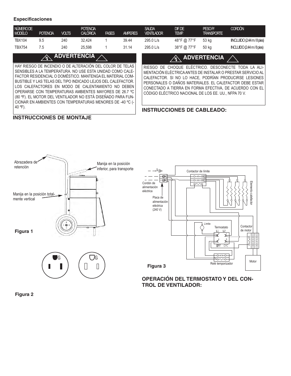 Advertencia | Qmark TBX - Tool Box Heater User Manual | Page 6 / 12