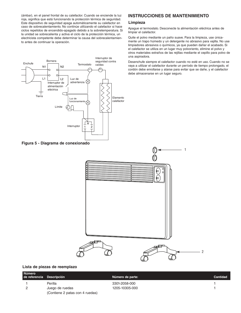 Instrucciones de mantenimiento | Qmark WPC1500 - Portable Panel Heater User Manual | Page 7 / 12