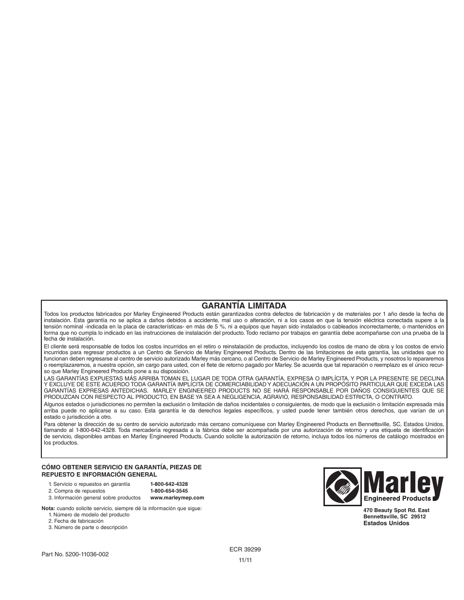 Garantía limitada | Qmark WPC1500 - Portable Panel Heater User Manual | Page 8 / 12