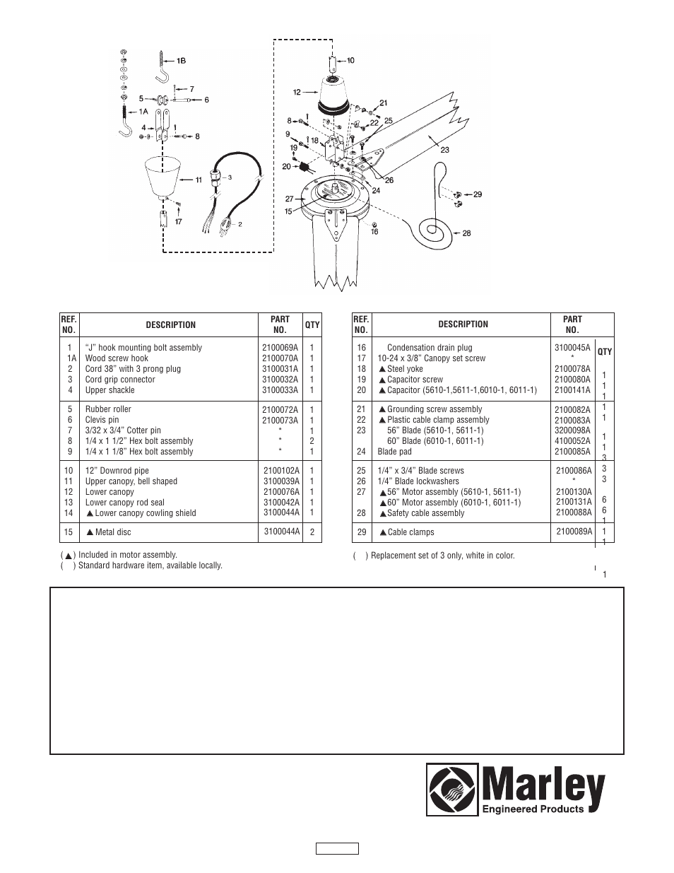 Replacement parts for 56” & 60 | Qmark Specialty Ceiling Fans User Manual | Page 4 / 12