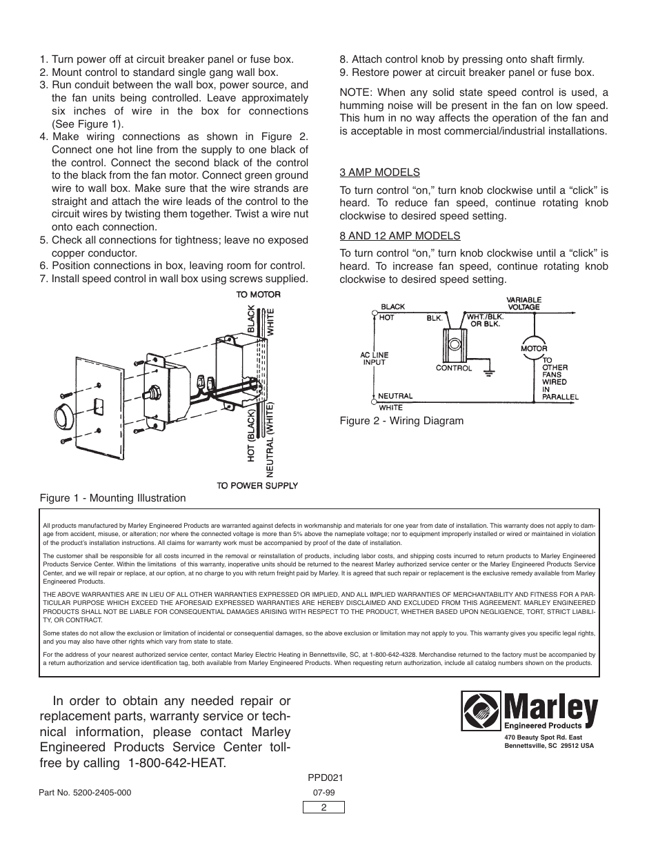 Installation, Operation | Qmark Ceiling Fan Accessories User Manual | Page 2 / 2