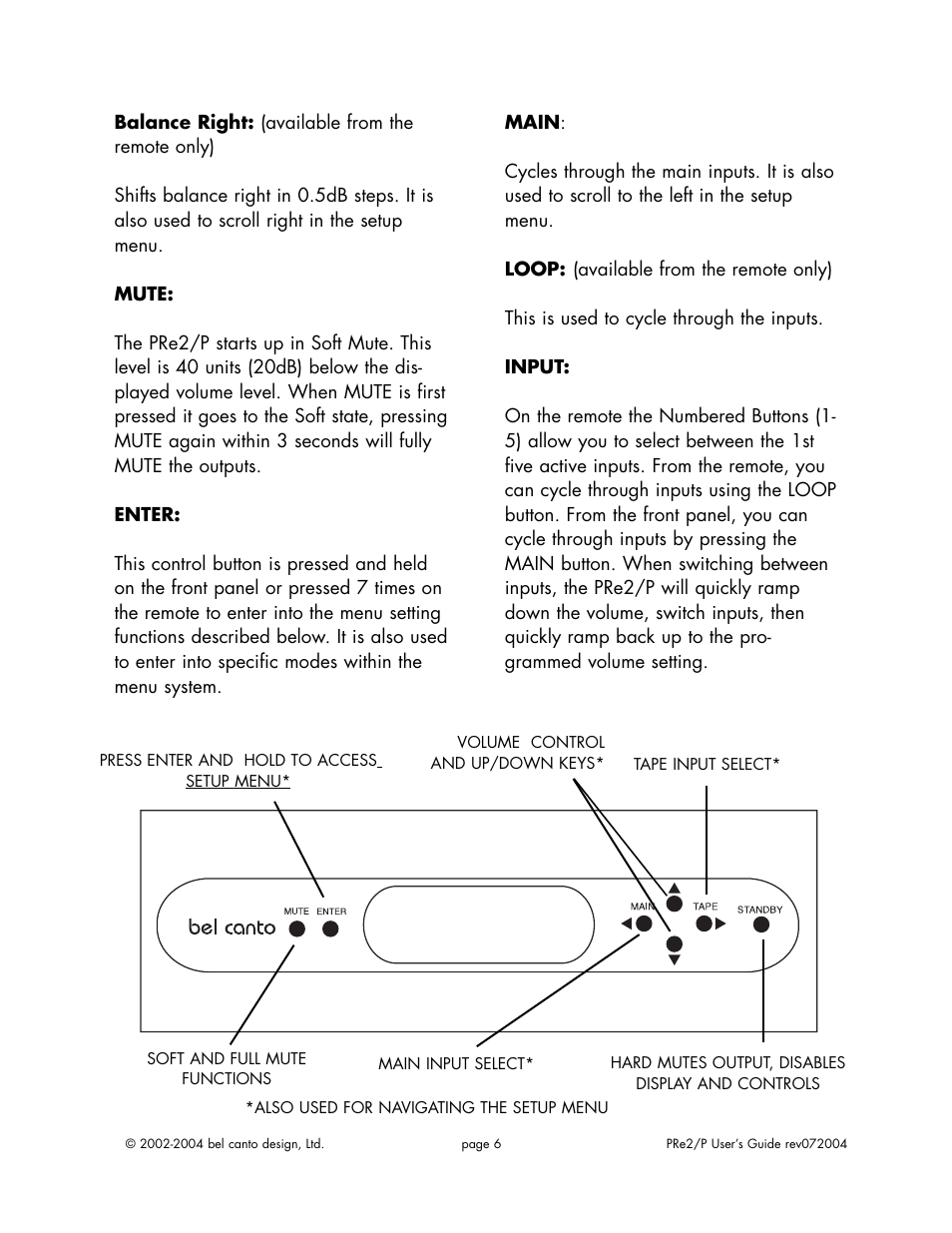 Bel Canto Design PRe2 User Manual | Page 6 / 12