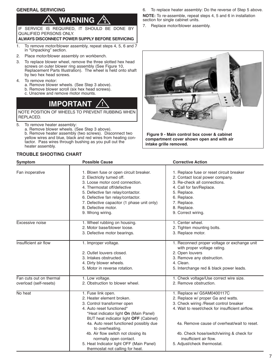 Important, Warning | Qmark Environmental Electric Heated User Manual | Page 7 / 12