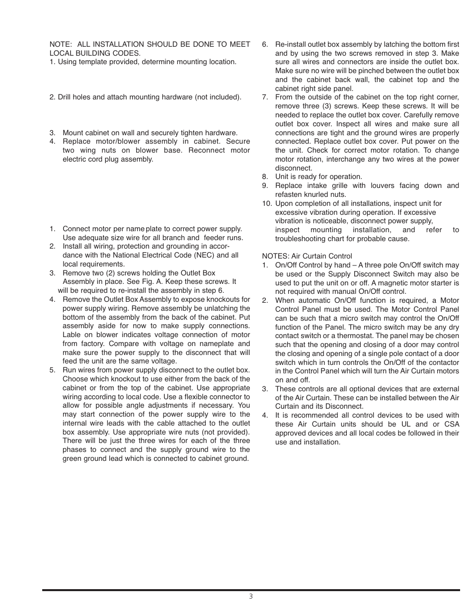 Installation | Qmark High Velocity Hot Water/Steam Heated Air Curtains User Manual | Page 3 / 8