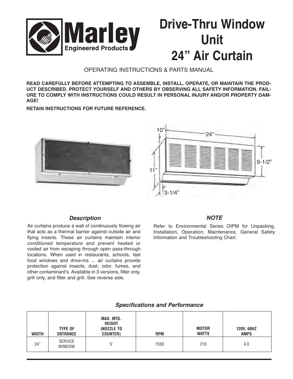 Qmark Drive - Thru Window User Manual | 2 pages