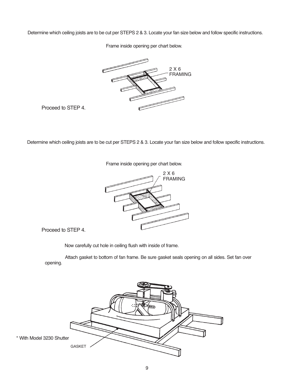 For ceilings with 2 x 4 joists on 24 ” centers, For ceilings with 2 x 6 joists on 24 ” centers | Qmark 3638R - Belt Drive Fans User Manual | Page 10 / 16