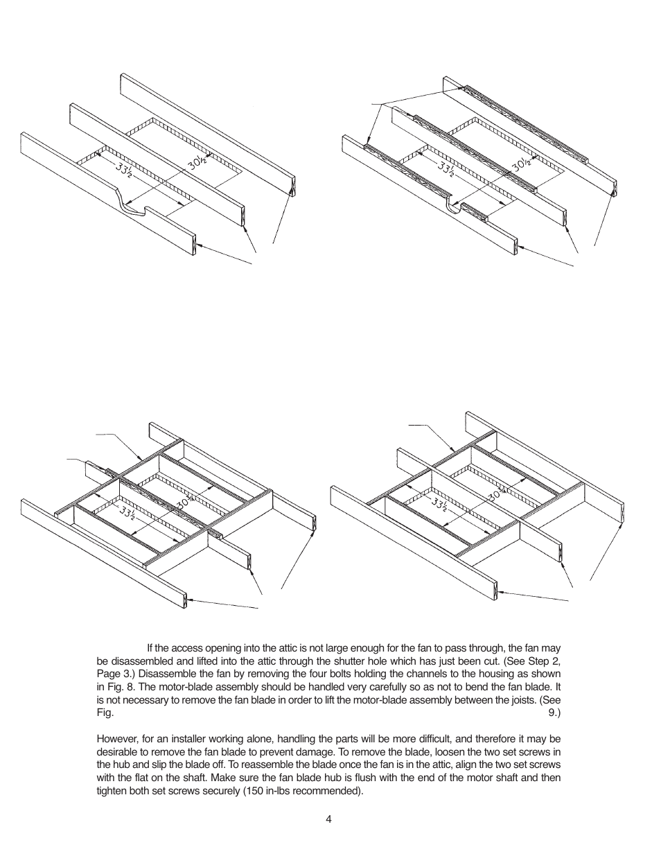 For ceilings with joists on 16 ” centers, For ceilings with joists on 24 ” centers | Qmark 3638R - Belt Drive Fans User Manual | Page 5 / 16