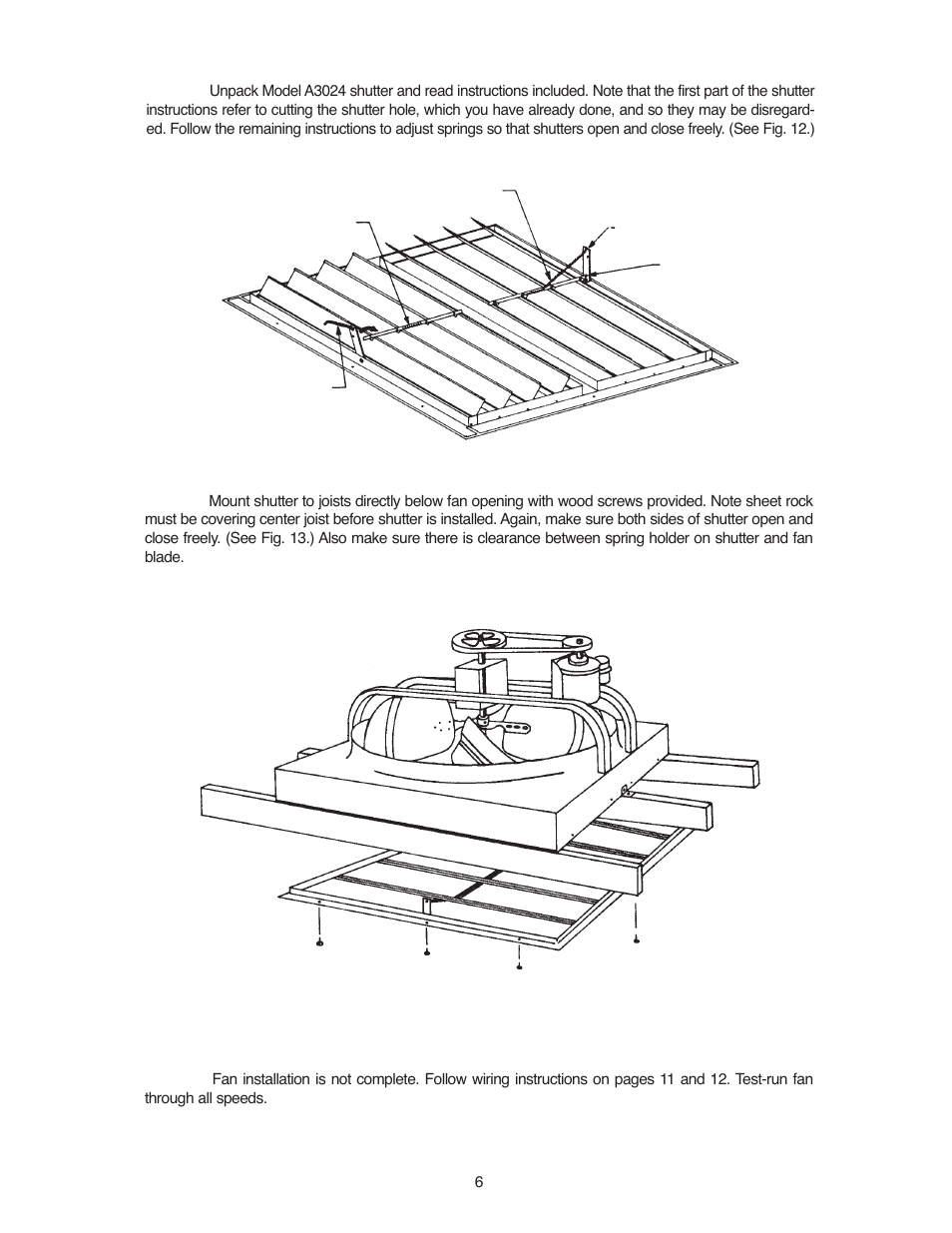 Shutter installation, Fig. 12 fig. 13 | Qmark 3638R - Belt Drive Fans User Manual | Page 7 / 16