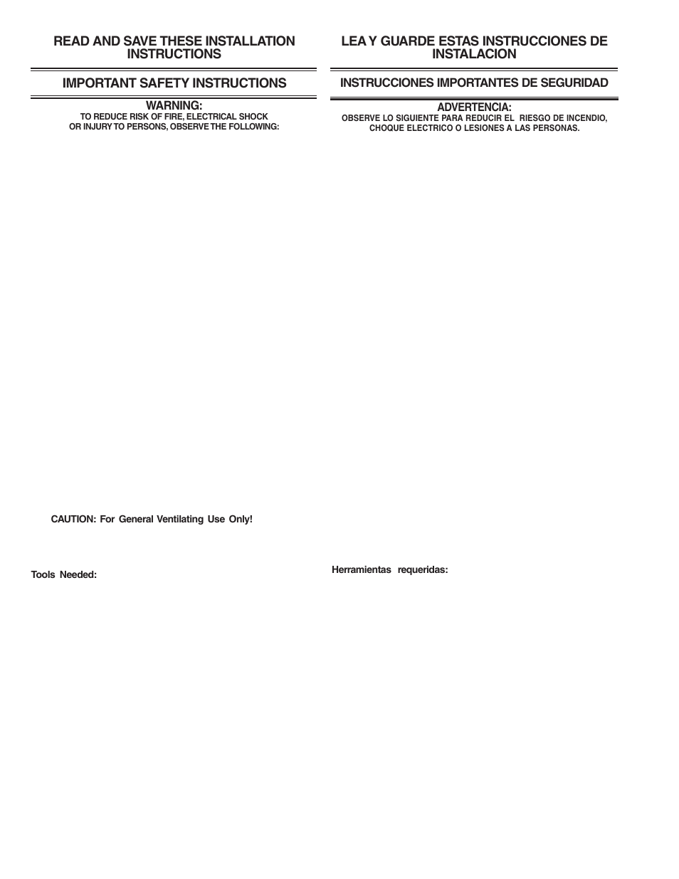 Important safety instructions | Qmark 600RL Series Bath Fans User Manual | Page 2 / 4