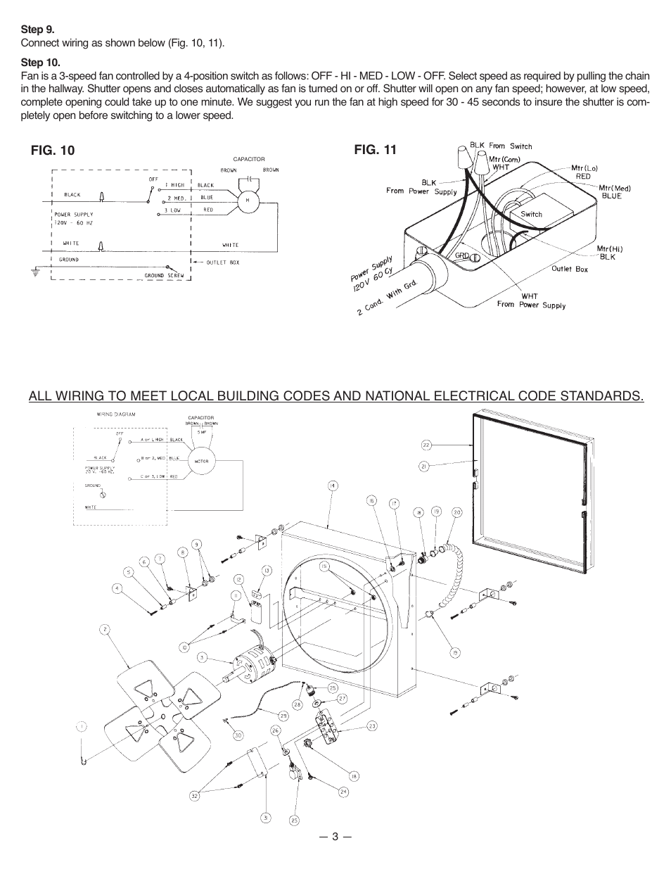 Fig. 10 fig. 11 | Qmark A24DD - Whole House Ventilator User Manual | Page 3 / 4