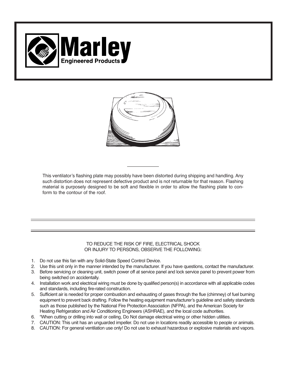 Qmark ASRV14 - Attic Ventilators User Manual | 8 pages