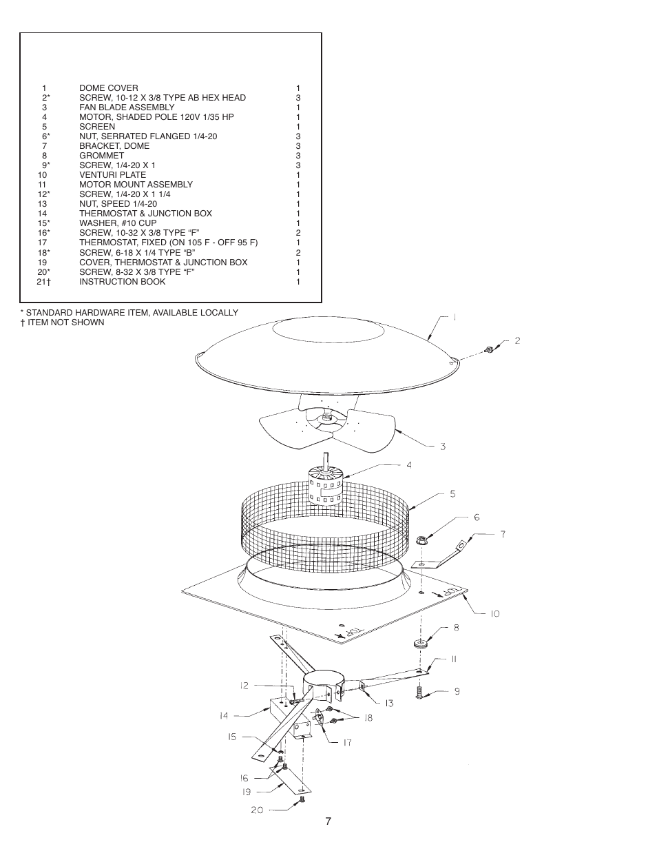 Ref no description qty | Qmark ASRV14 - Attic Ventilators User Manual | Page 7 / 8