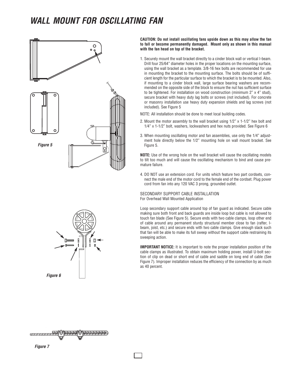 Wall mount for oscillating fan | Qmark LCHHD - Heavy Duty Oscillating Air Circulator User Manual | Page 3 / 4