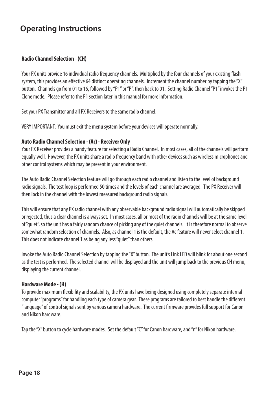 Operating instructions | RadioPopper PX User Manual | Page 18 / 29
