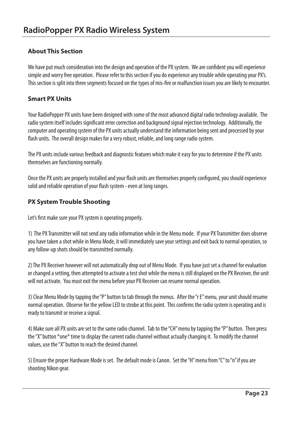 Radiopopper px radio wireless system | RadioPopper PX User Manual | Page 23 / 29