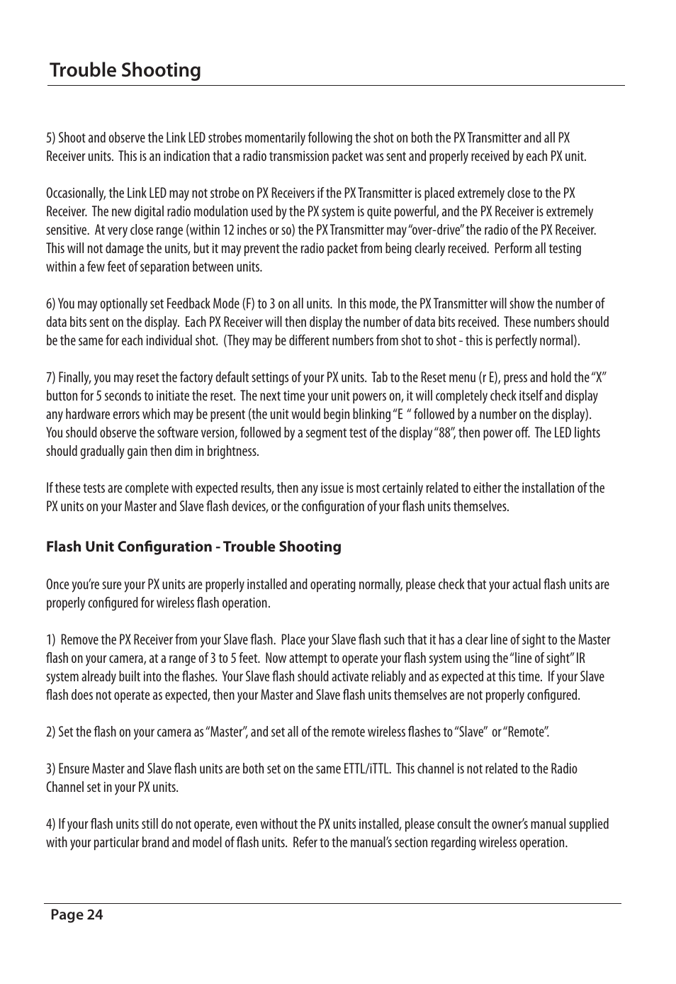 Trouble shooting | RadioPopper PX User Manual | Page 24 / 29