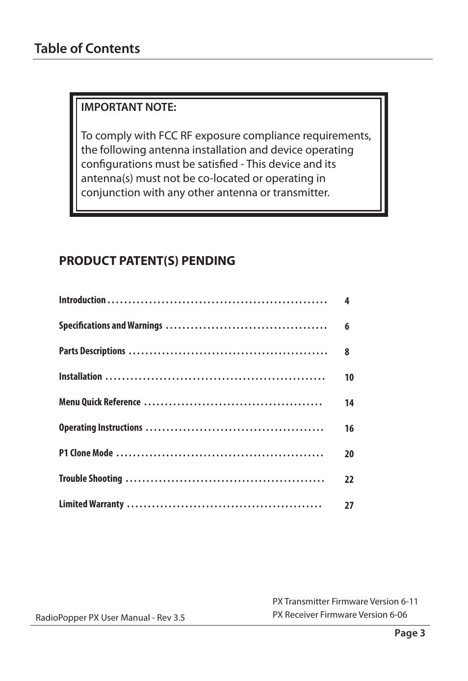 RadioPopper PX User Manual | Page 3 / 29