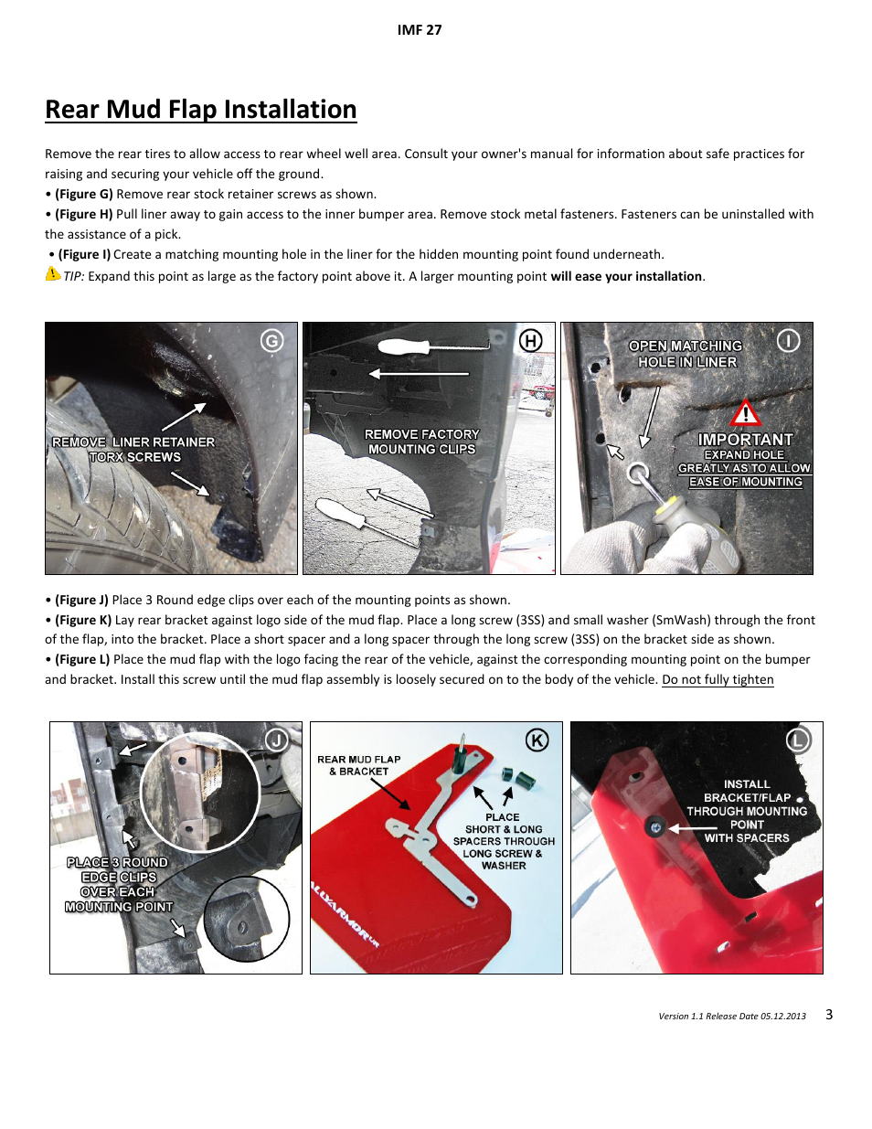 Rear mud flap installation | Rally Armor 2013+ Ford Focus User Manual | Page 3 / 5