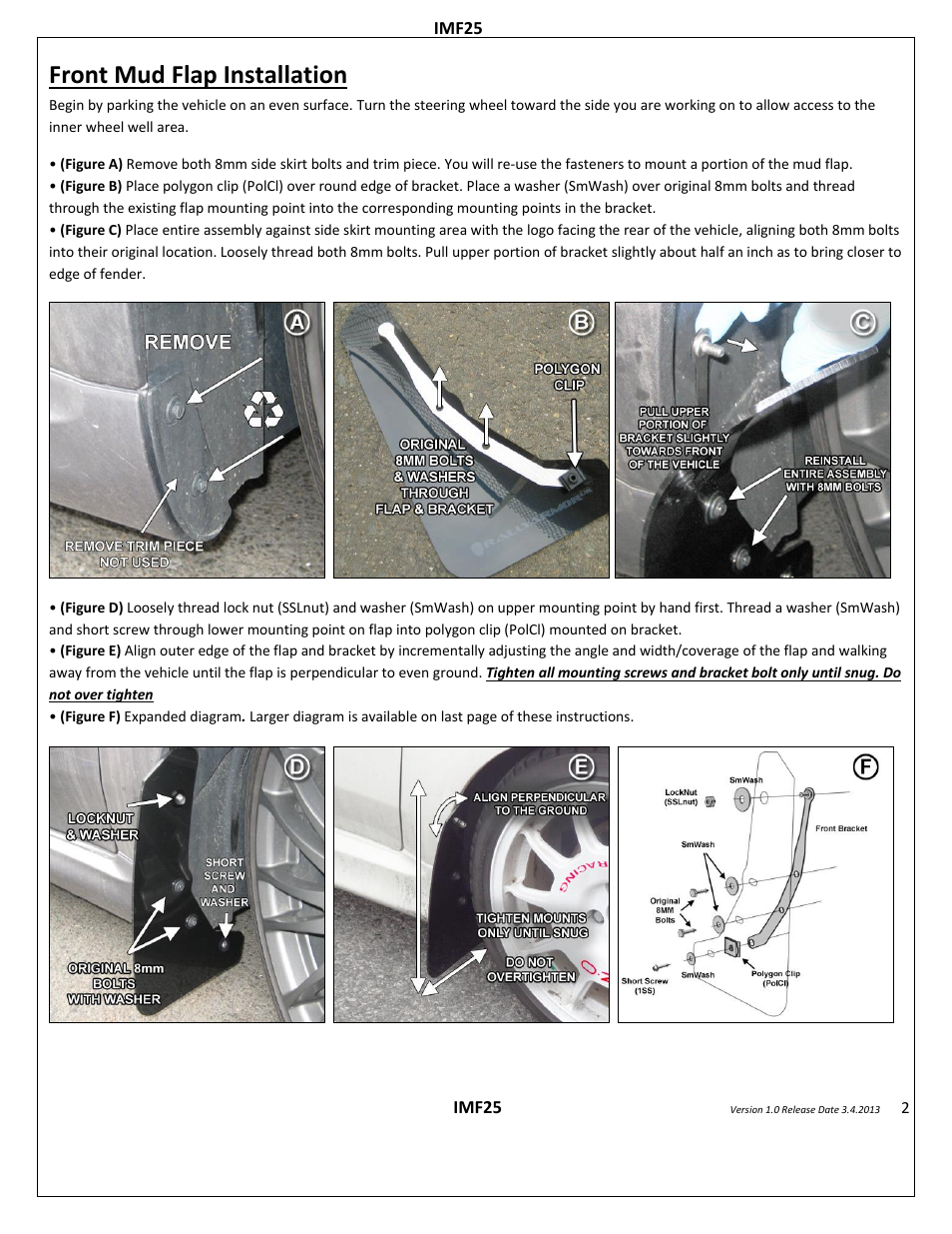 Front mud flap installation | Rally Armor 2012+ Fiat 500 User Manual | Page 2 / 4