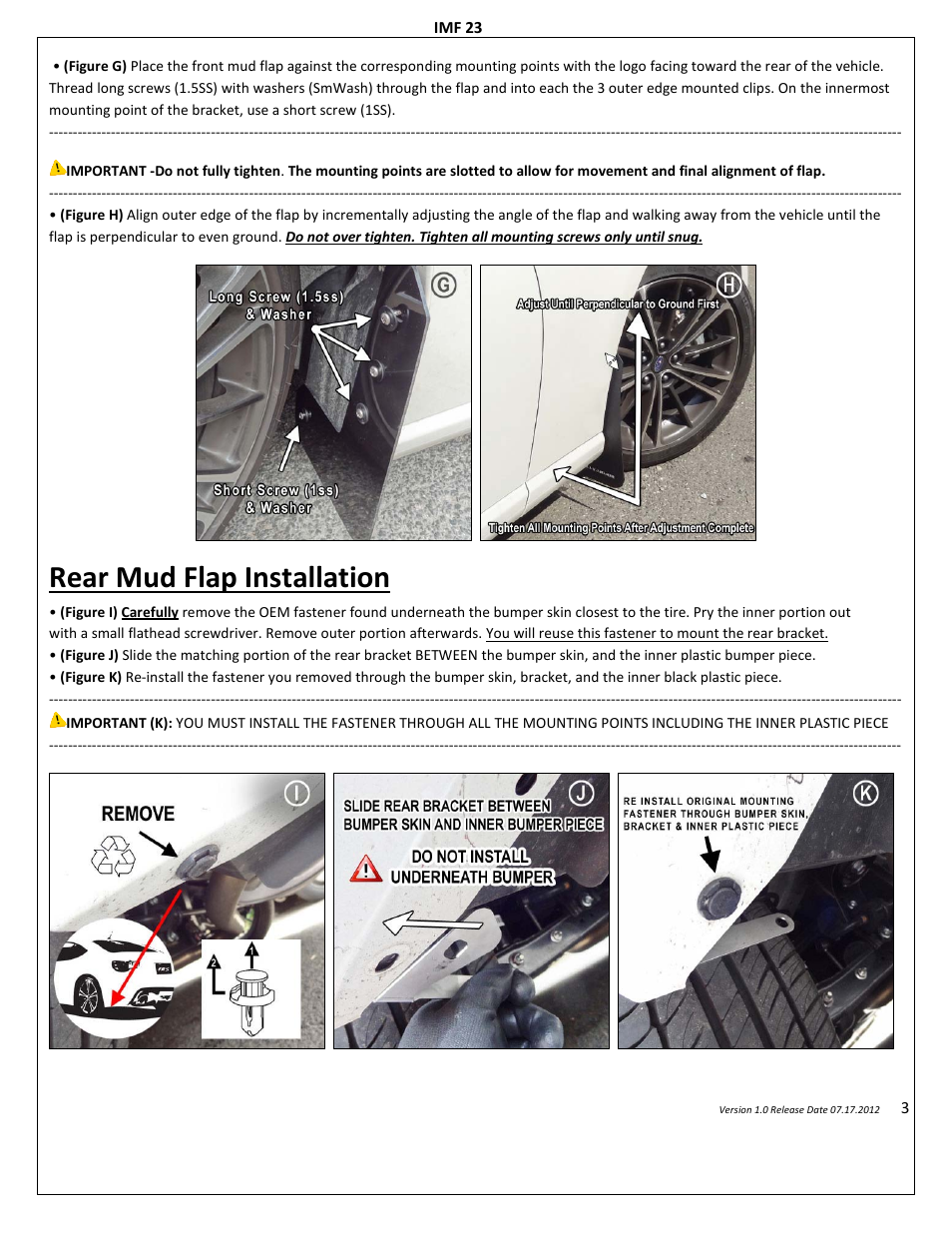 Rear mud flap installation | Rally Armor 2013+ BRZ/FRS User Manual | Page 3 / 4