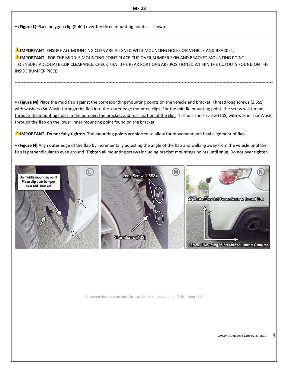Rally Armor 2013+ BRZ/FRS User Manual | Page 4 / 4