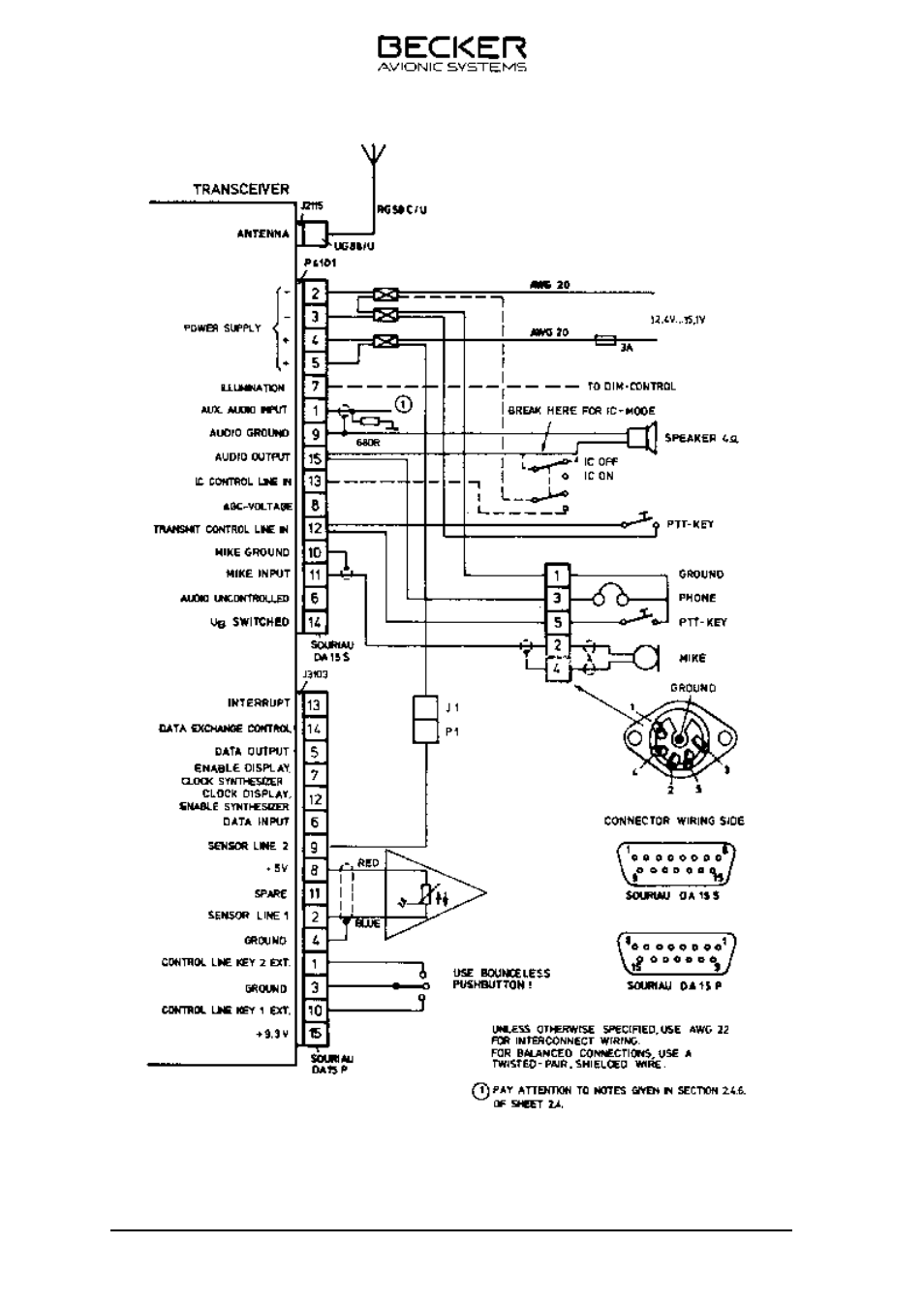 Fig. 2-5 aircraft wiring | Becker Designed AR 3201 User Manual | Page 20 / 30
