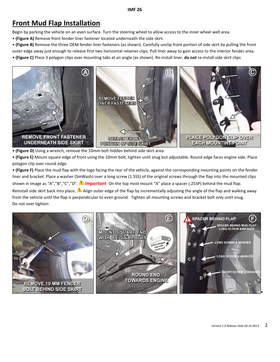 Front mud flap installation | Rally Armor 2013+ Subaru Crosstrek XV User Manual | Page 2 / 4