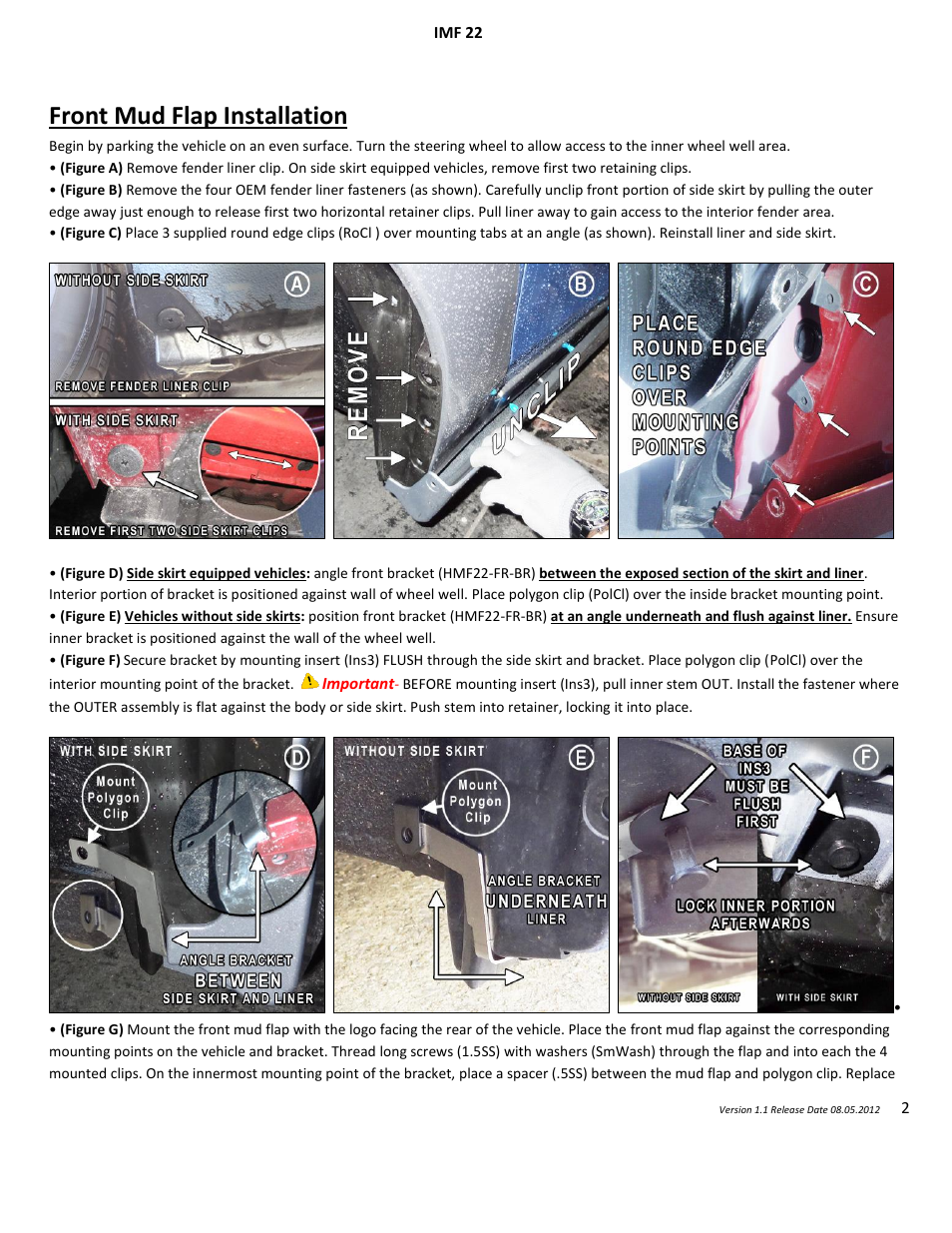 Front mud flap installation | Rally Armor 2012-14 Impreza (4d/5d) User Manual | Page 2 / 6