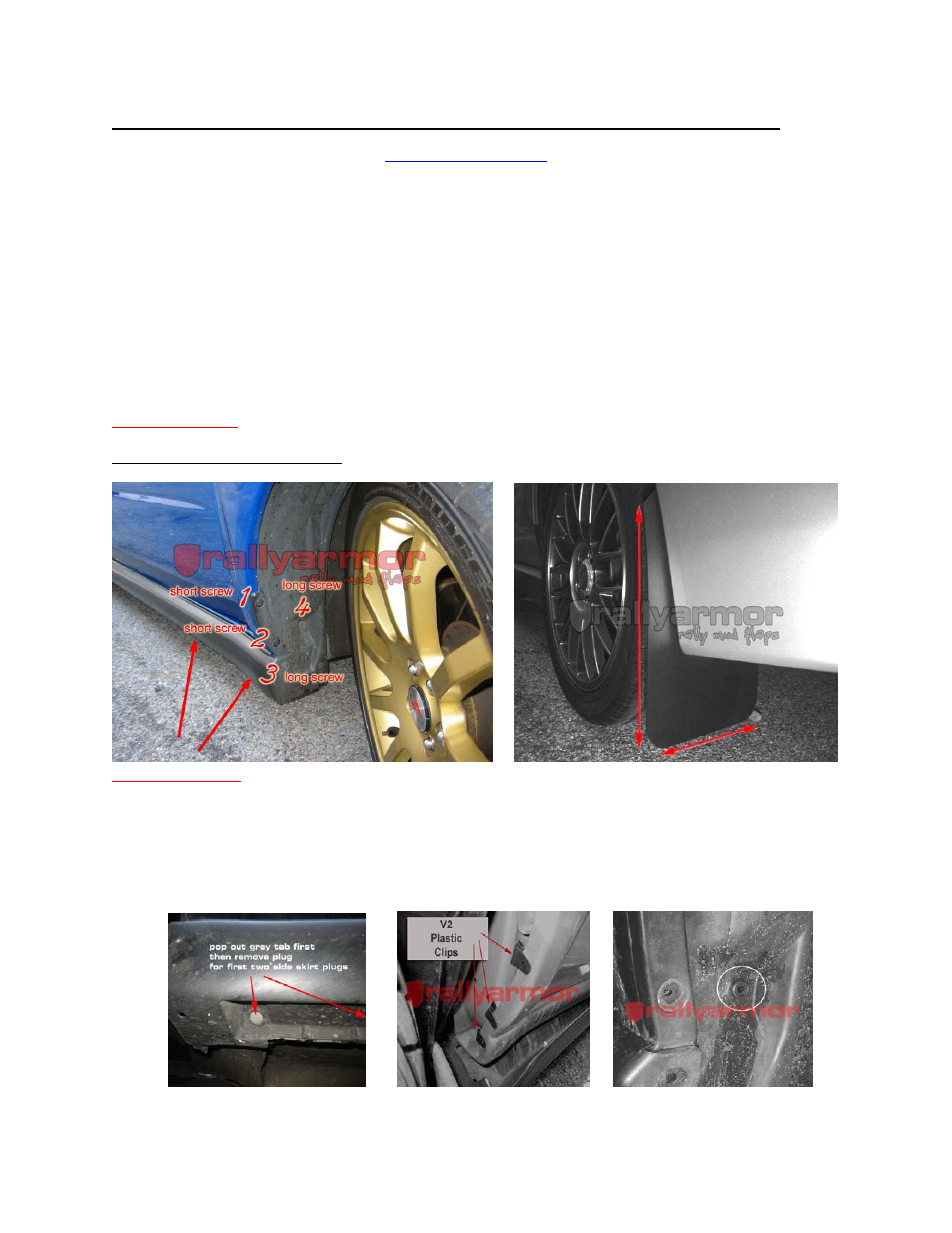 Rally Armor 02 to 07 Subaru Impreza User Manual | 2 pages