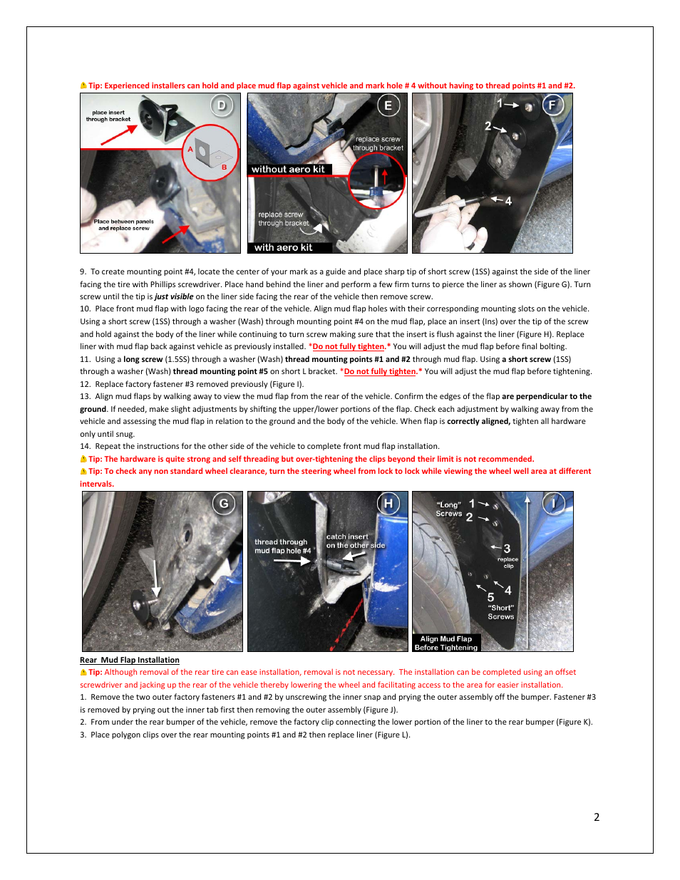 Rally Armor 08-13 Mitsubishi EVO X User Manual | Page 2 / 3