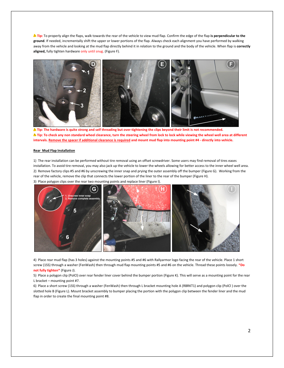 Rally Armor 07-13 Mitsubishi Lancer User Manual | Page 2 / 3