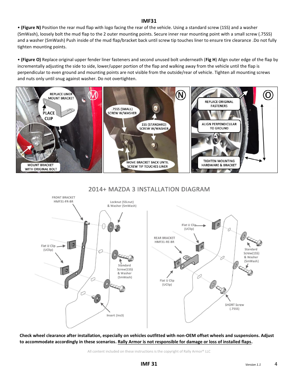 Imf31 imf 31 | Rally Armor 2014+ Mazda 3 User Manual | Page 4 / 4