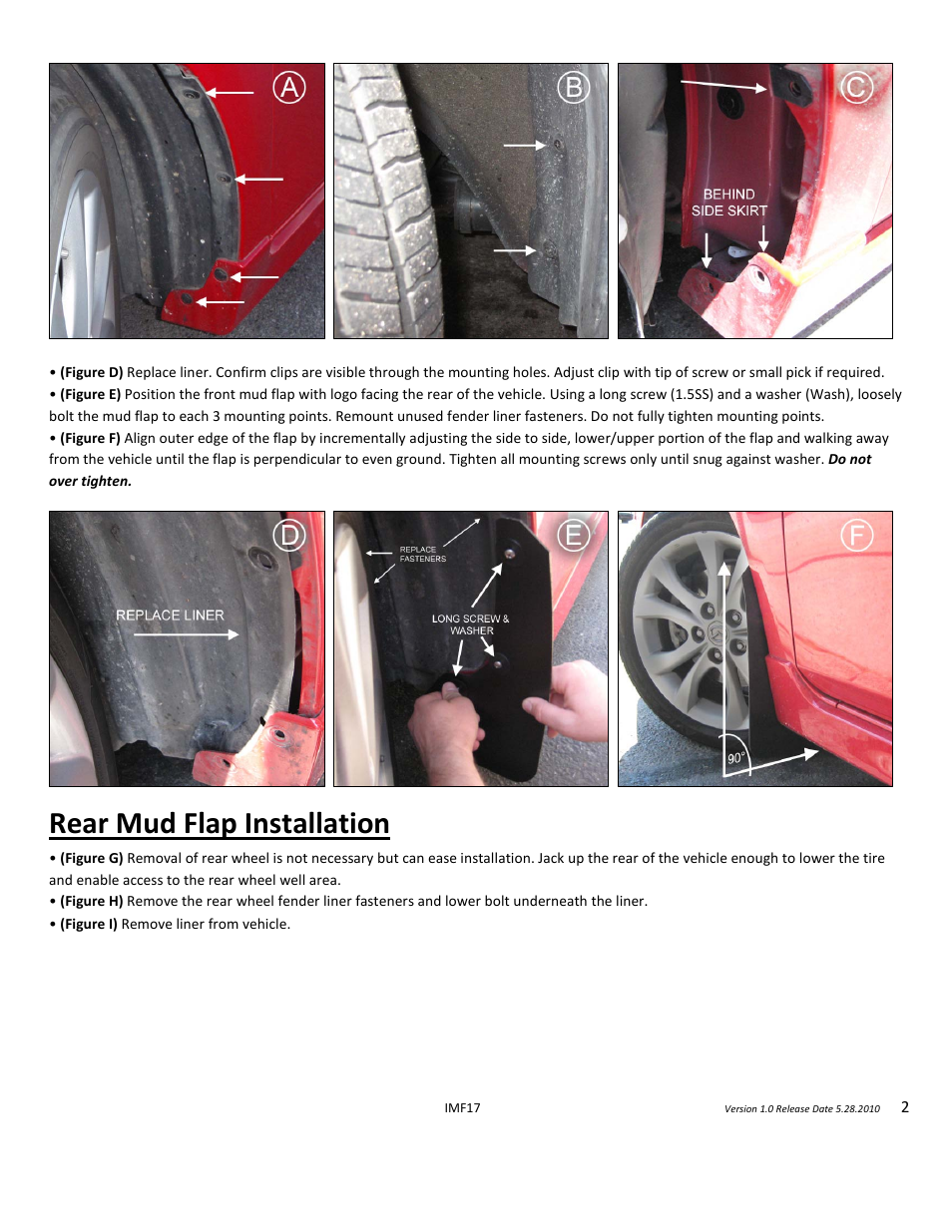 Rear mud flap installation | Rally Armor 10-13 Mazda3/Speed3 User Manual | Page 2 / 4