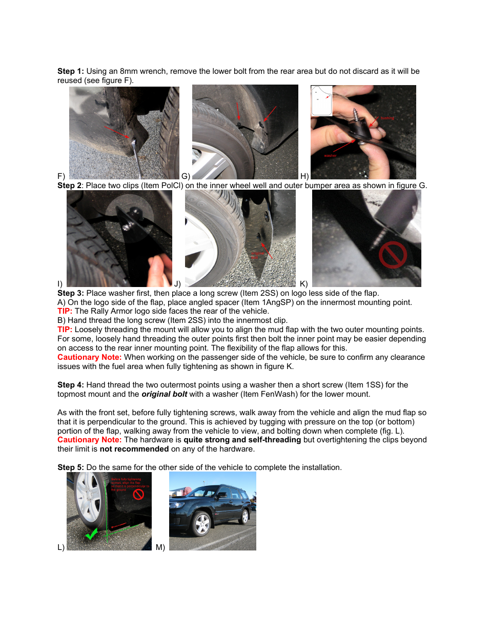Rally Armor 03 to 08 Subaru Forester User Manual | Page 2 / 2