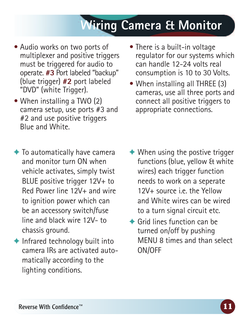Wiring camera & monitor | RearviewSafety RVS-770615 User Manual | Page 11 / 27