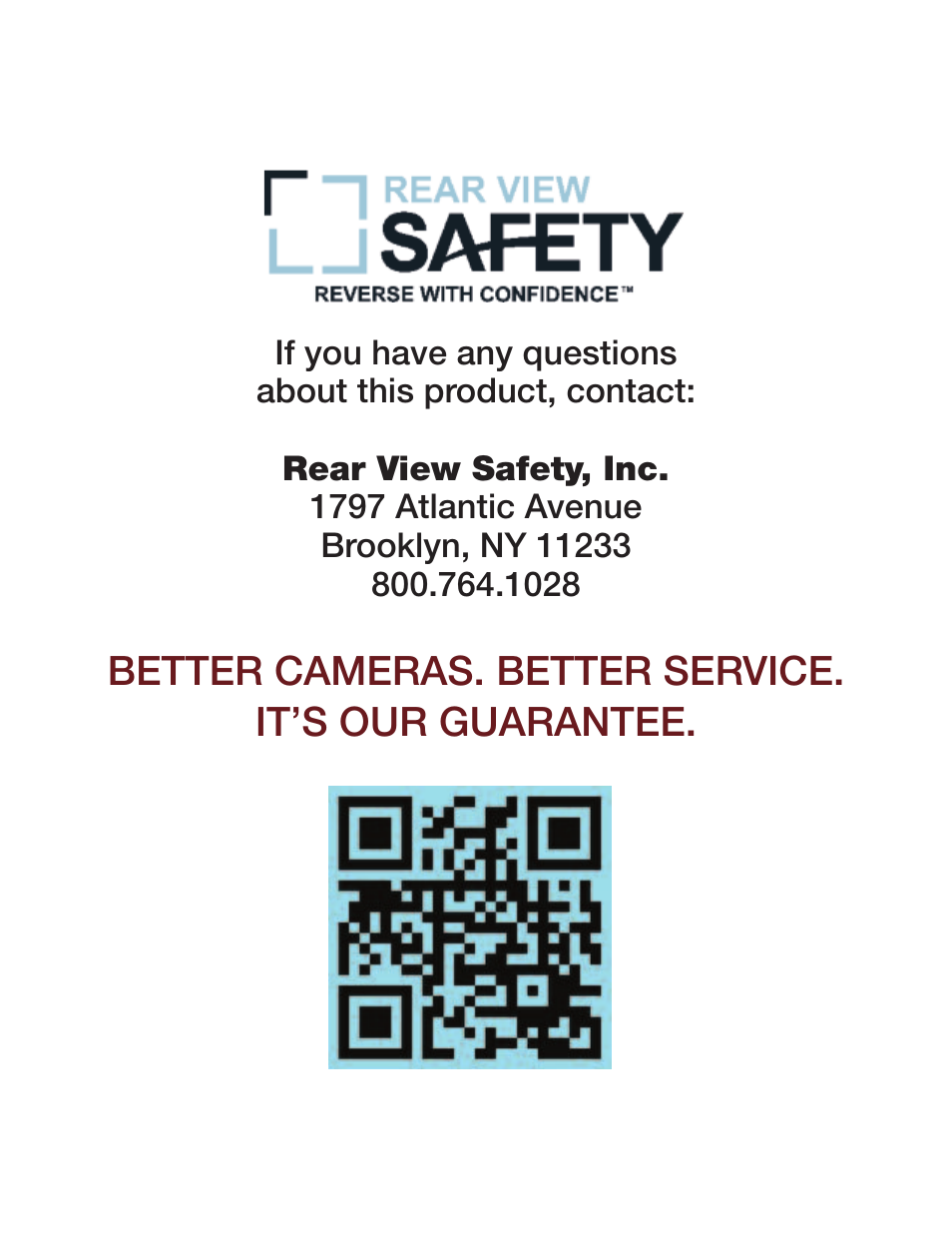 Better cameras. better service. it’s our guarantee | RearviewSafety RVS-770615 User Manual | Page 27 / 27