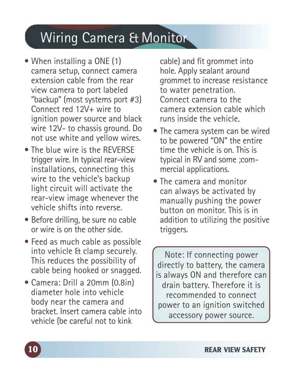 Wiring camera & monitor | RearviewSafety RVS-770614 User Manual | Page 10 / 26
