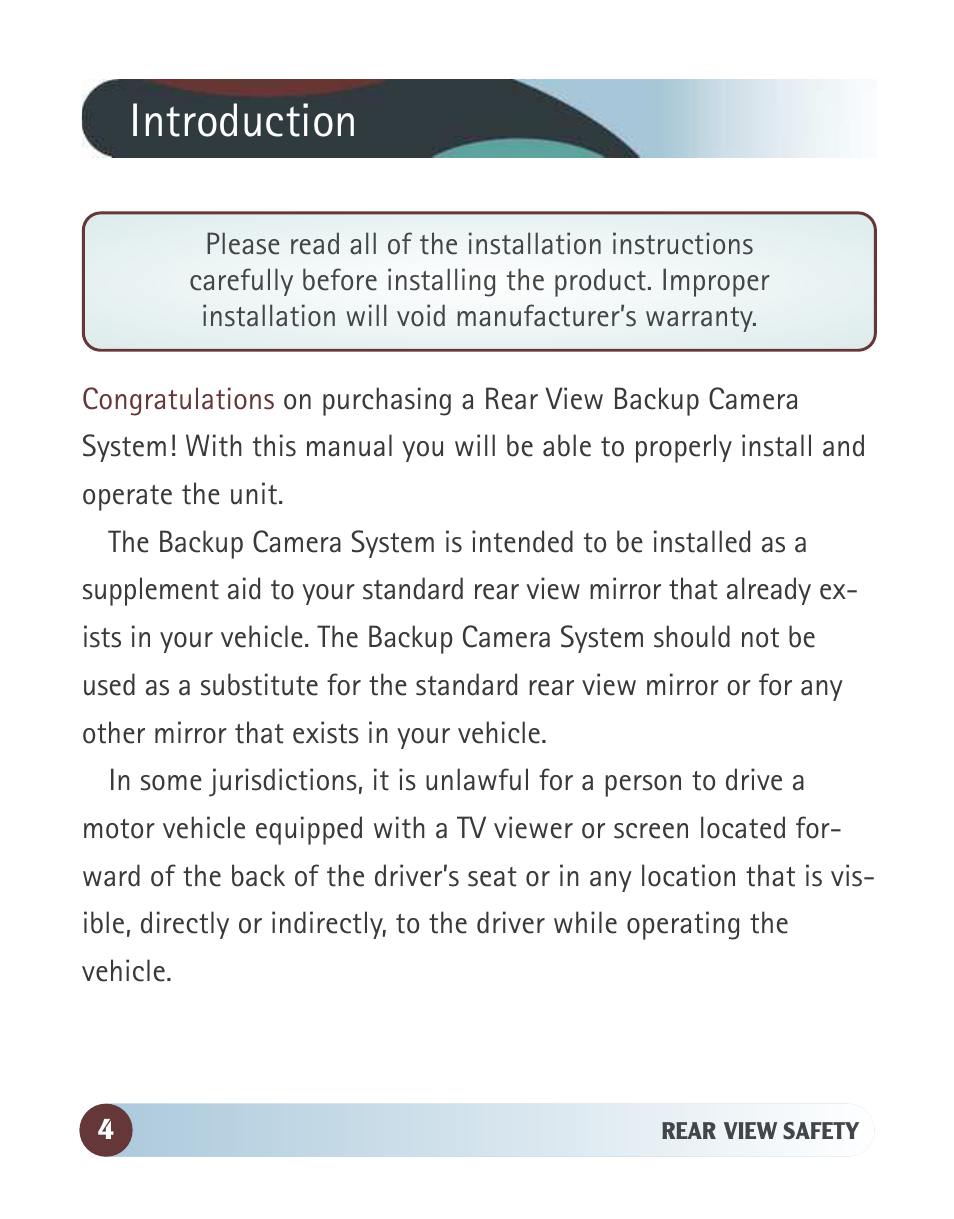 Introduction | RearviewSafety RVS-770614 User Manual | Page 4 / 26