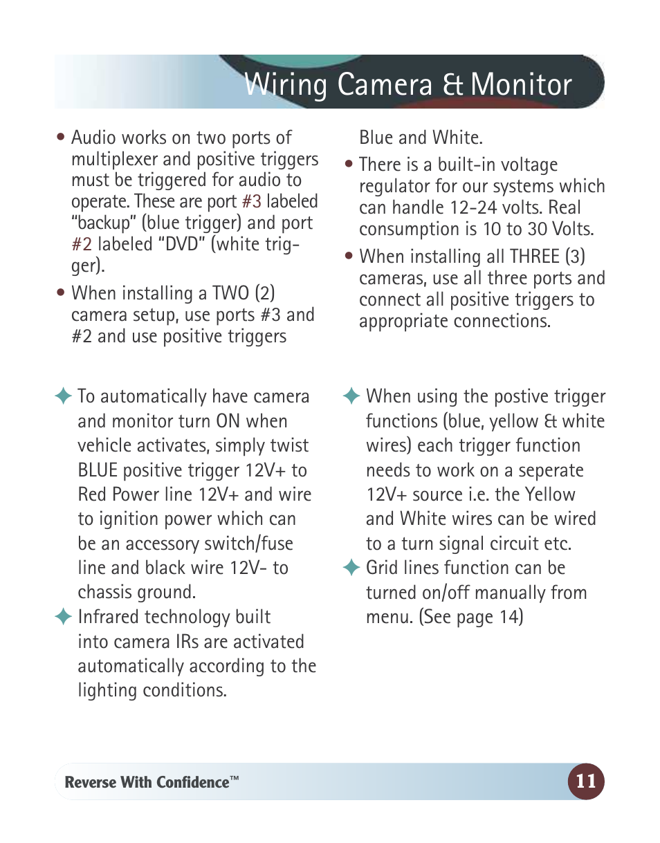 Wiring camera & monitor | RearviewSafety RVS-770812N User Manual | Page 11 / 26