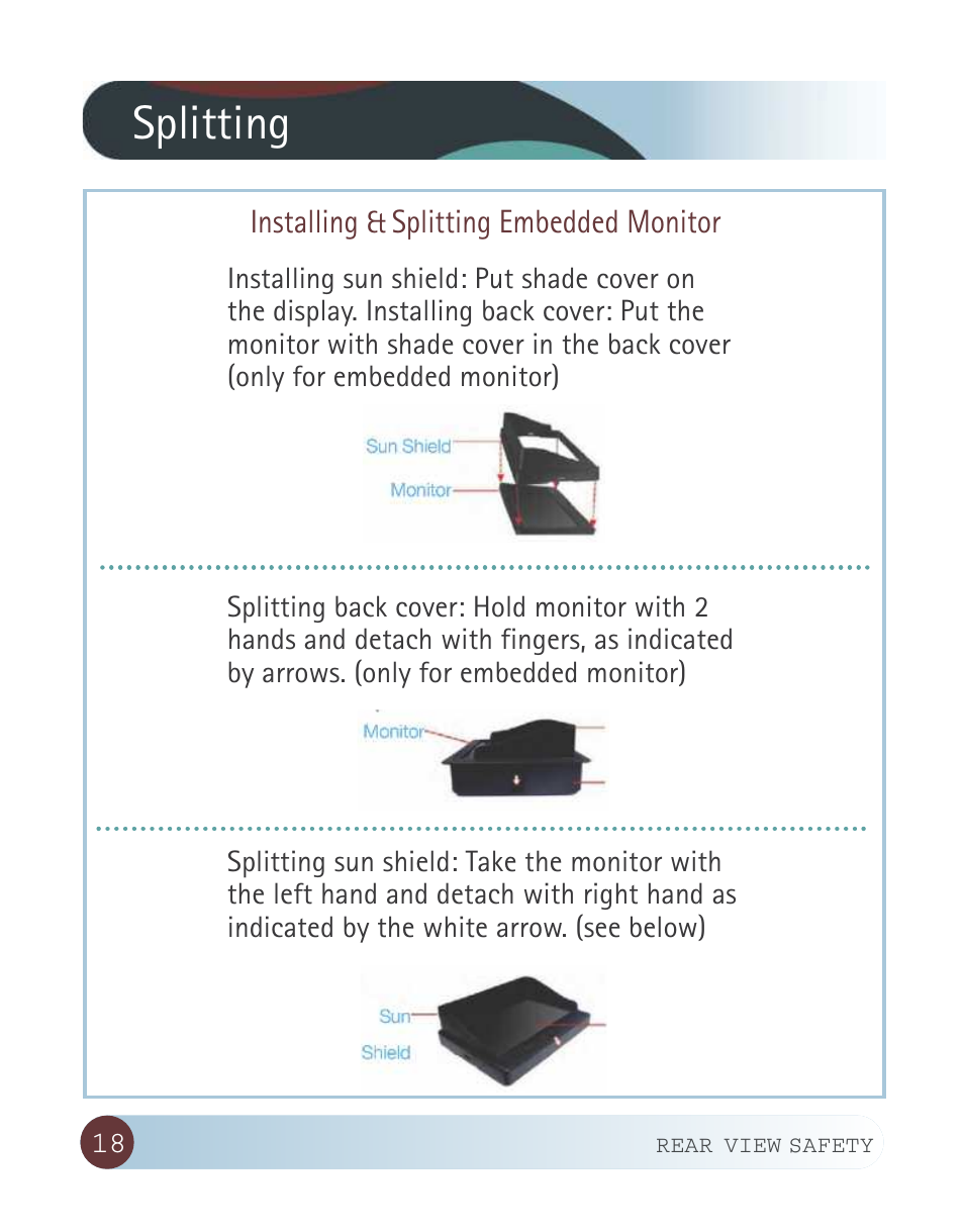 Splitting | RearviewSafety RVS-W-CAM User Manual | Page 18 / 23