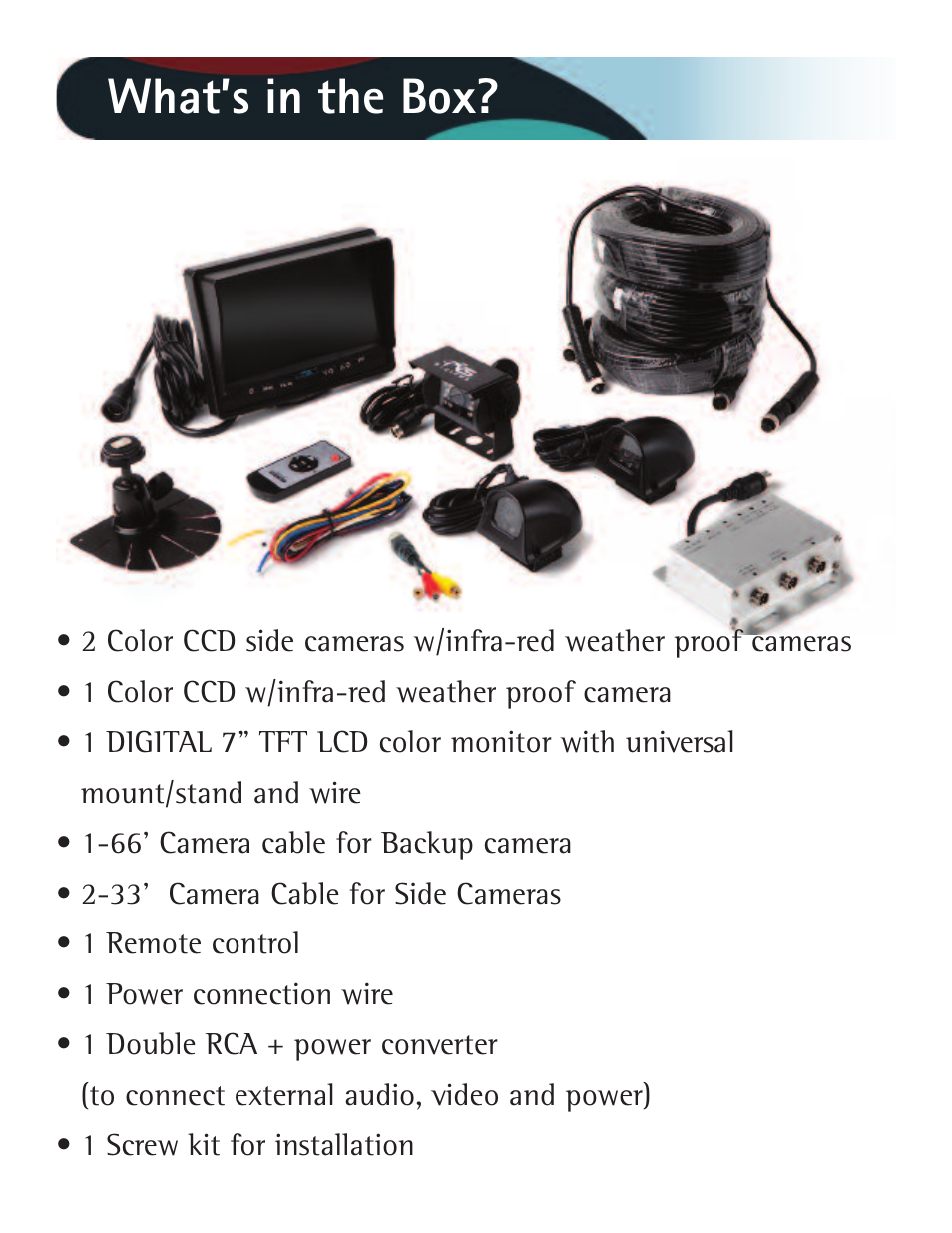 What’s in the box | RearviewSafety RVS-770616N User Manual | Page 2 / 27
