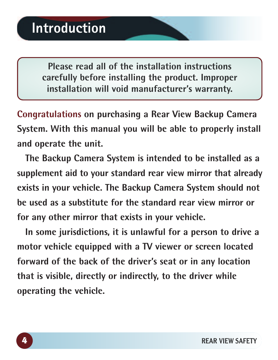 Introduction | RearviewSafety RVS-770616N User Manual | Page 4 / 27