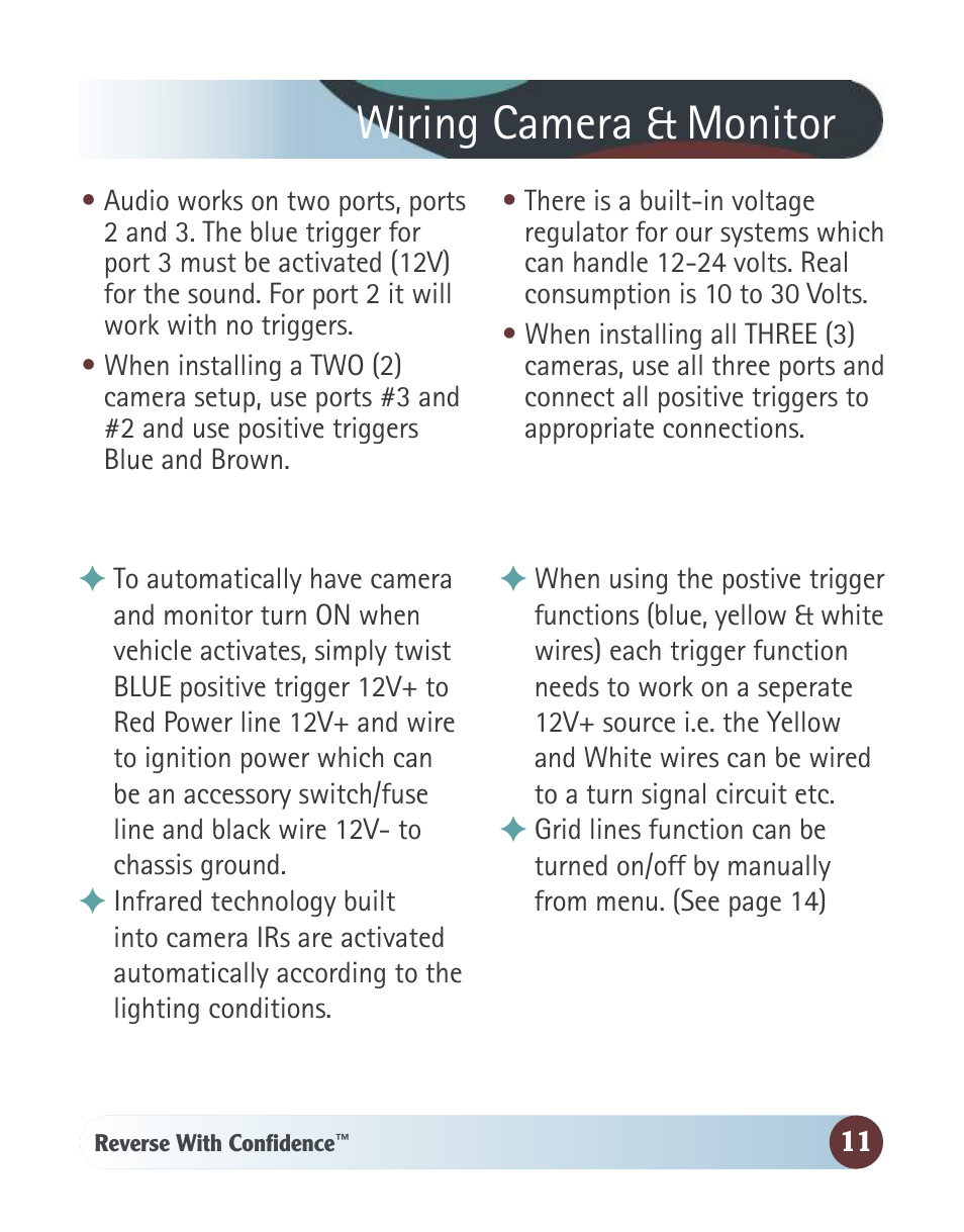 Wiring camera & monitor | RearviewSafety RVS-770613-213 User Manual | Page 11 / 24