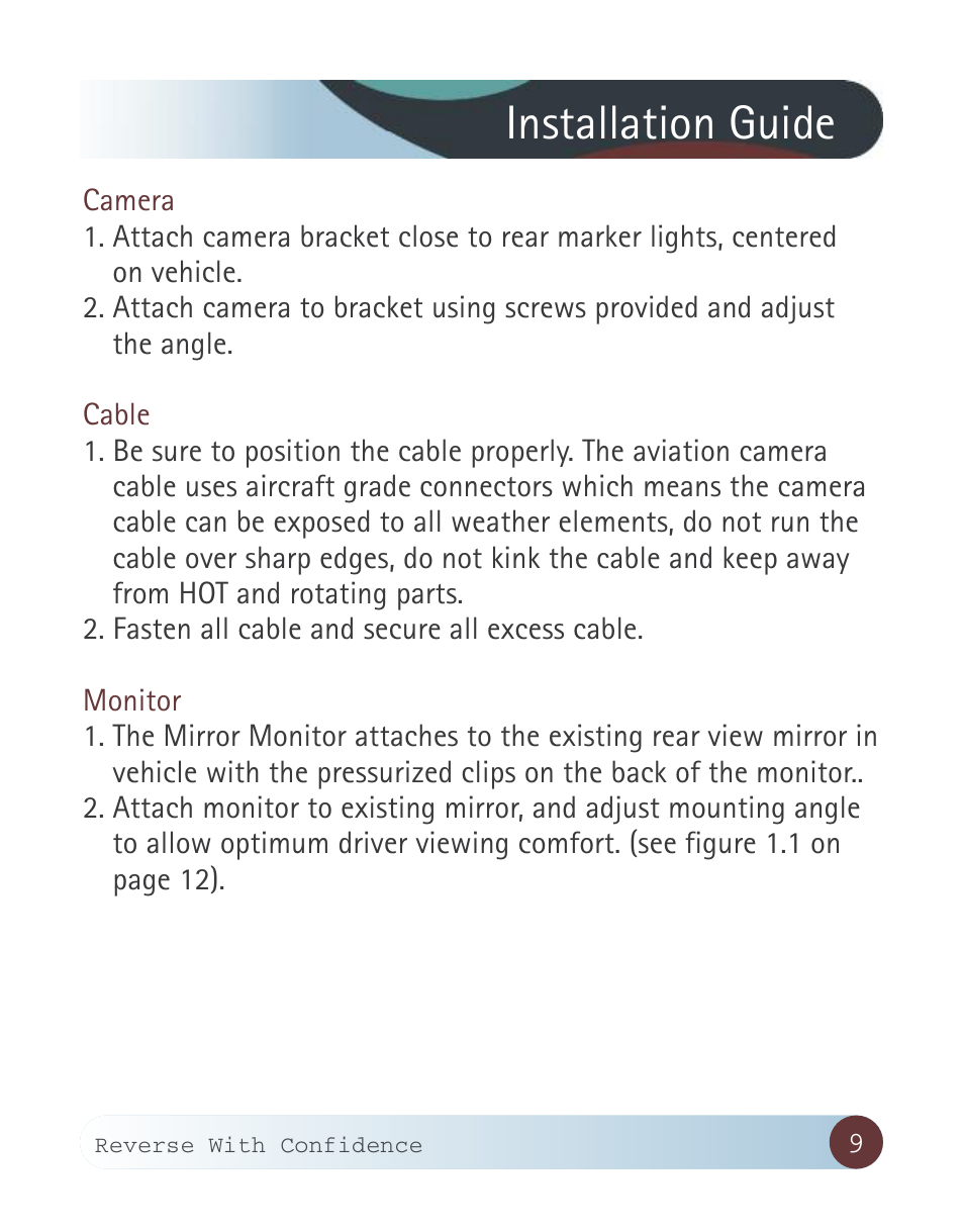 Installation guide | RearviewSafety RVS-770913 User Manual | Page 9 / 27