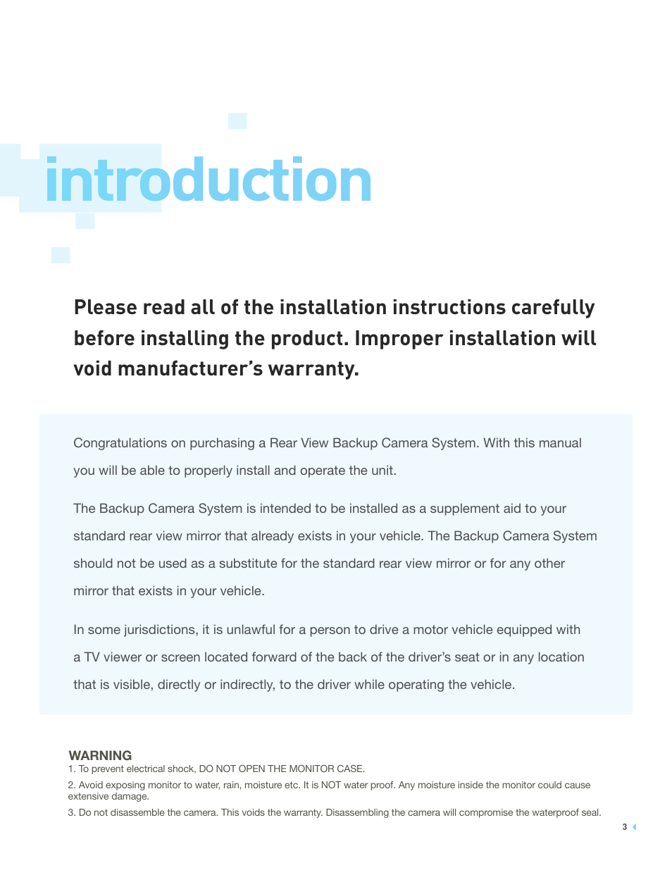 Introduction | RearviewSafety RVS-776618 User Manual | Page 3 / 20