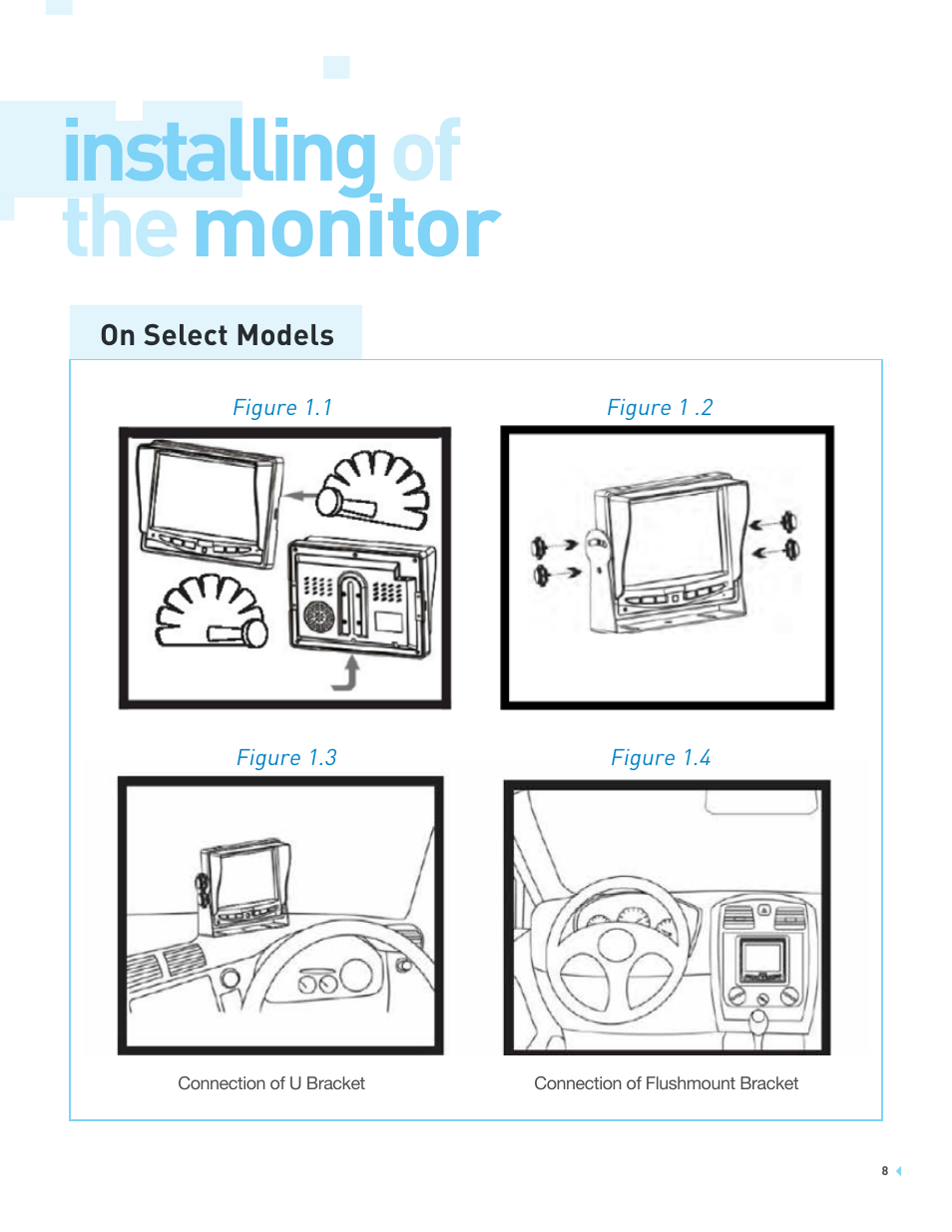 Installing of the monitor | RearviewSafety RVS-7706033 User Manual | Page 8 / 21