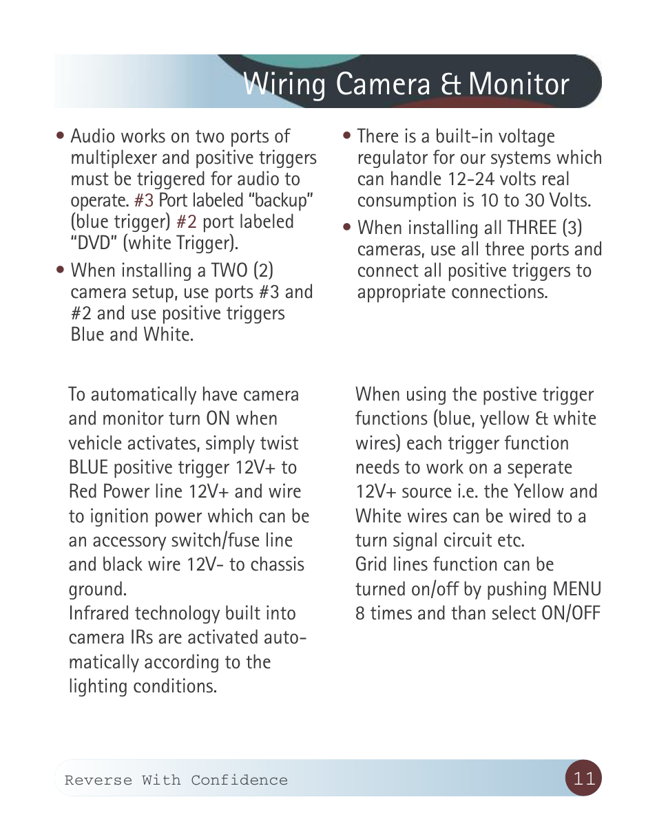 Wiring camera & monitor | RearviewSafety RVS-770619N User Manual | Page 11 / 27